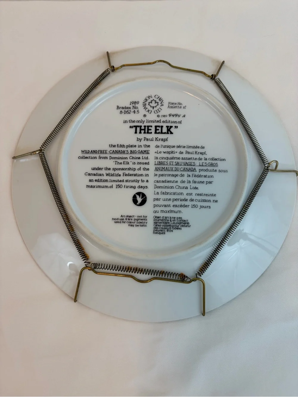 1989 “The Elk” by Paul Krapf. Decorative Plate Collection.